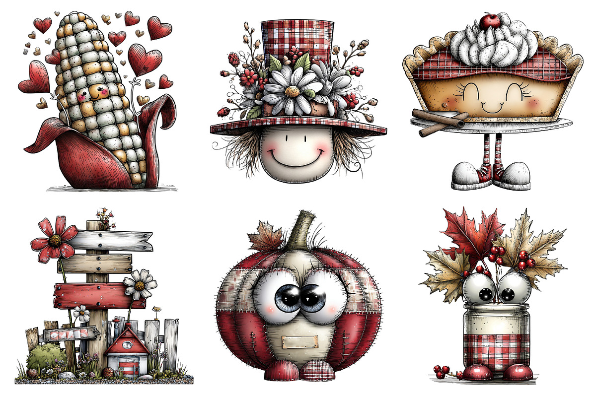 Whimsical Thanksgiving Clipart Set, an Illustration by Daily.Designs (Photo 2 of 5)