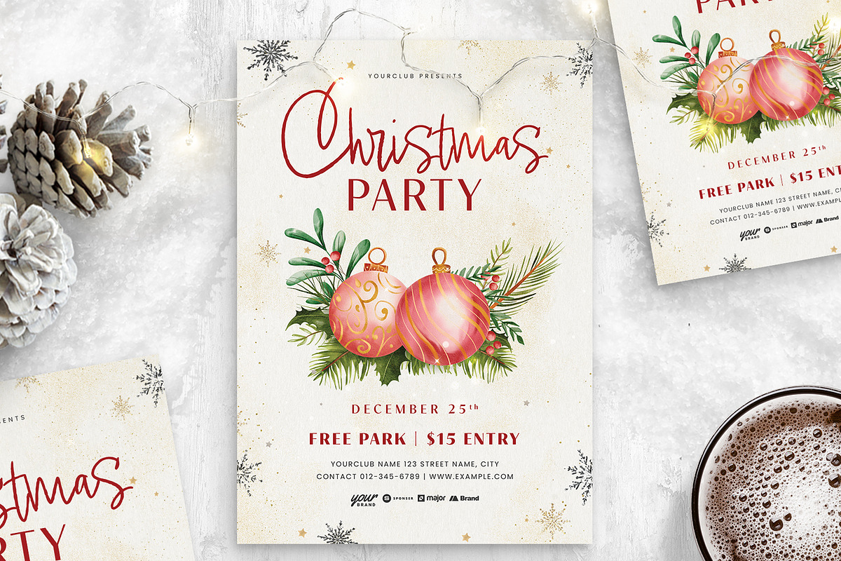 Festive Christmas Party Template, a Flyer Template by BrandPacks (Photo 1 of 4)