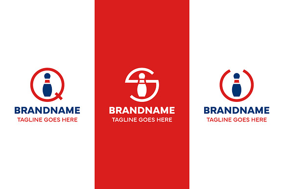 Letter Q S U Bowling Pin Logo Set preview 2
