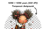 Whimsical Girl and Dog Love Clipart, an Illustration by one-touch (Thumbnail 10 of 18)