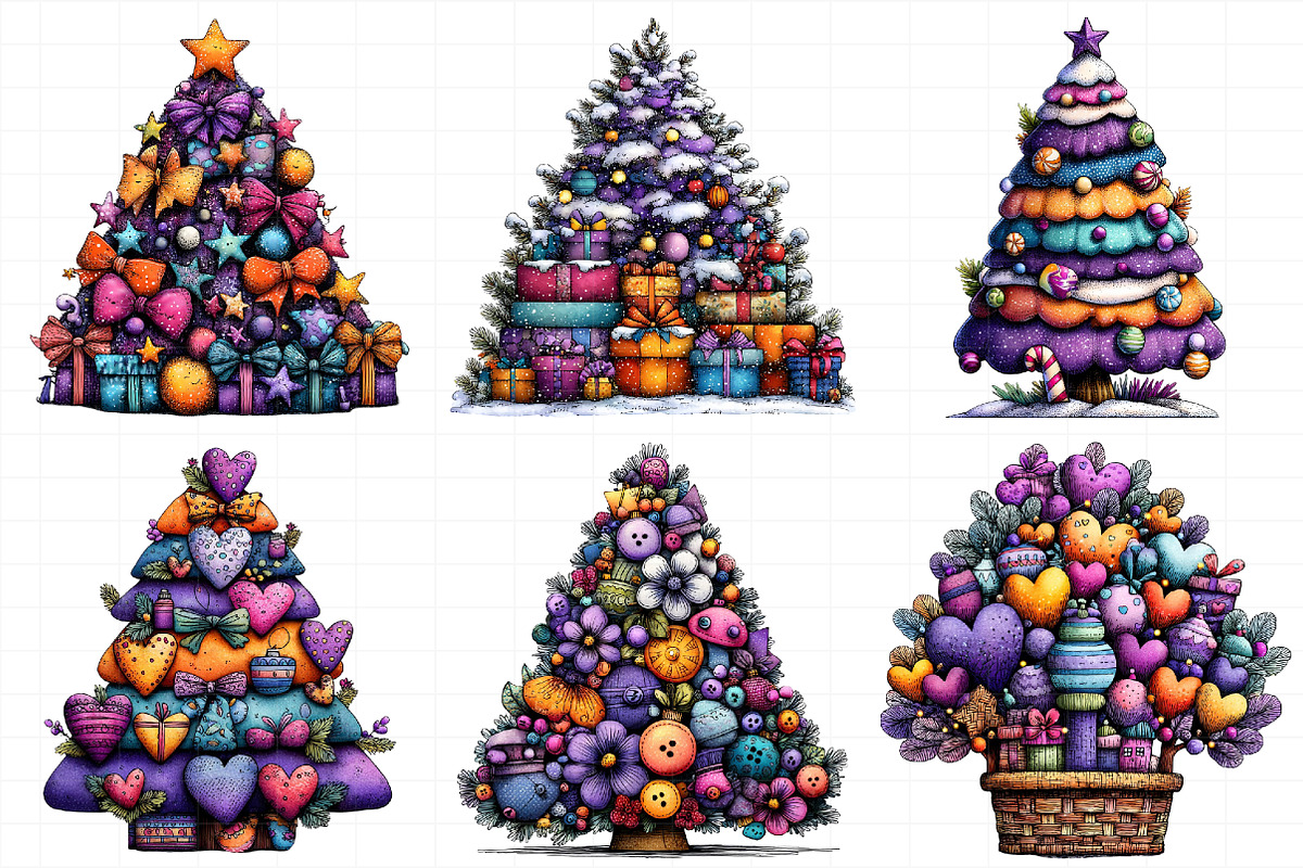Whimsical Christmas Tree Clipart, an Illustration by Daily.Designs (Photo 3 of 5)