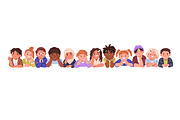 Happy kids lying together in row, a Person Illustration by Good Studio (Thumbnail 2 of 7)
