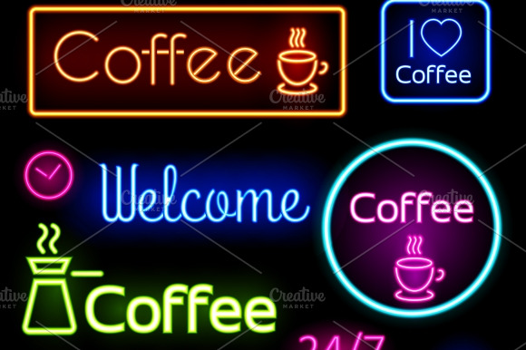 Glowing Coffee Neon Signs