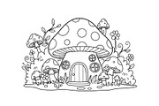 Whimsical Mushroom House Line Art bu, an Illustration by Designs_River (Thumbnail 26 of 51)