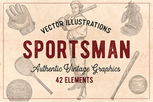 42 Vintage Sports Illustrations, a Sport Illustration by Brigantine Designs