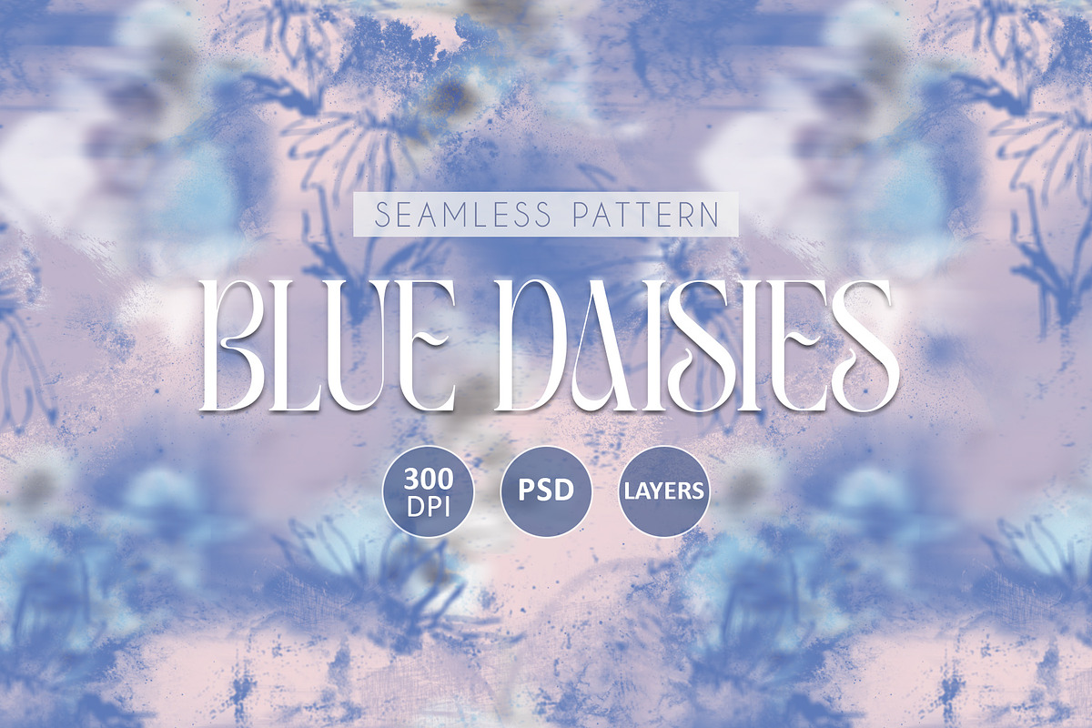 Abstract Blue Daisies Pattern, a Pattern Graphic by texvogue (Photo 1 of 10)