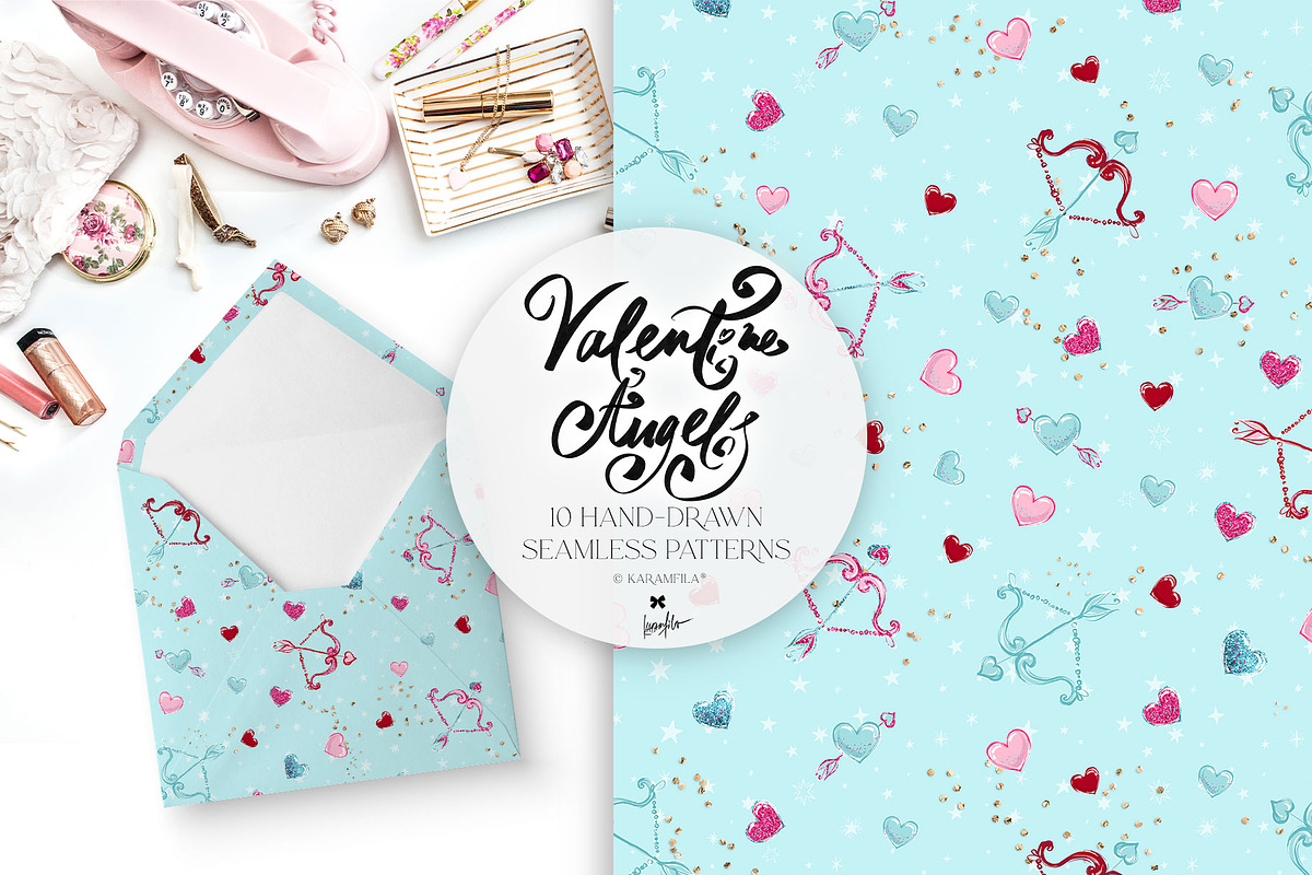 Valentine Cupid Seamless Patterns, a Pattern Graphic by KaramfilaS (Photo 3 of 12)