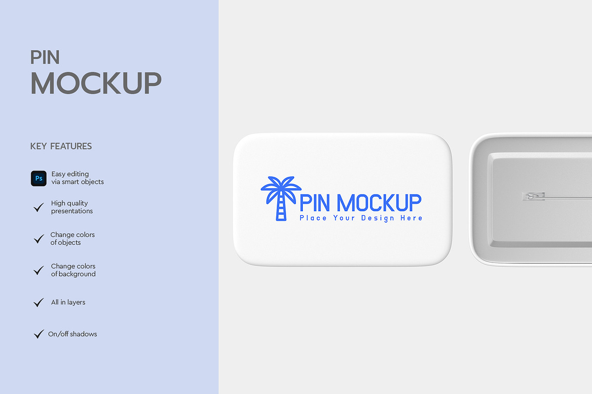 Rectangle Badge Pin Mockup PSD, a Merchandise Mockup by graphypix (Photo 2 of 4)