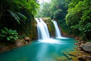 Tropical Rainforest Waterfall With N, a Photo by LOGOCREATIVE