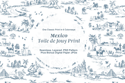 Mexico Toile de Jouy Pattern, a Background Graphic by Hughes Studio (Thumbnail 1 of 8)