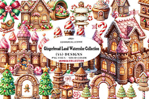 Gingerbread Land Watercolor