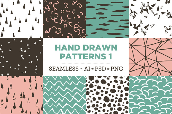 10 Seamless Hand Drawn Patterns v.1 preview 5