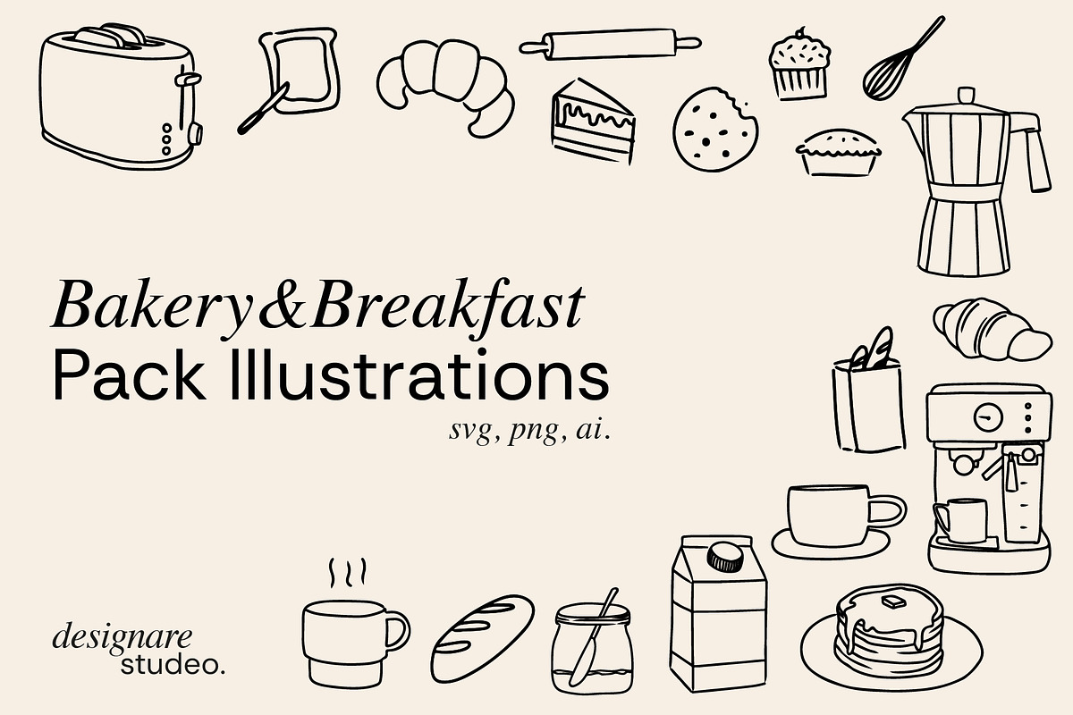 Bakery&Breakfast Illustrations, a Decorative Illustration by ginni illustrations (Photo 1 of 6)