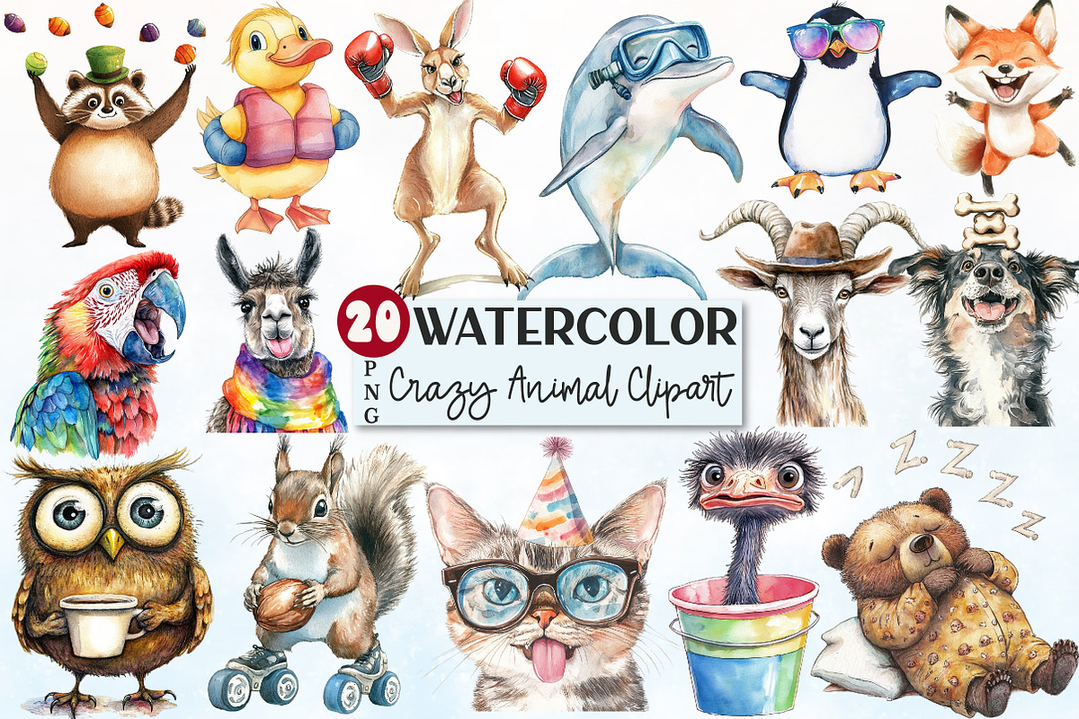 Adorable Crazy Animal Clipart, an Animal Illustration by Rose Art (Photo 1 of 4)