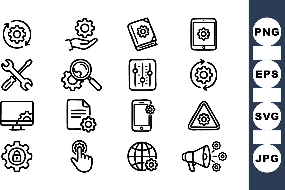 Tech Gear Icon Set, an Illustration by designvectx (Photo 1 of 3)