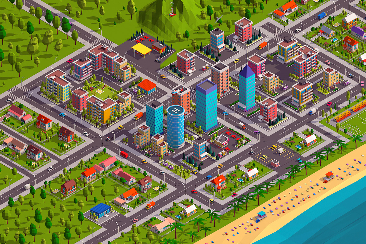 Polygonia Low Poly City Pack, an Environmental 3D Model by Anton Moek (Photo 1 of 9)