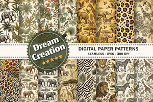 Vintage Jungle Safari Digital Patter