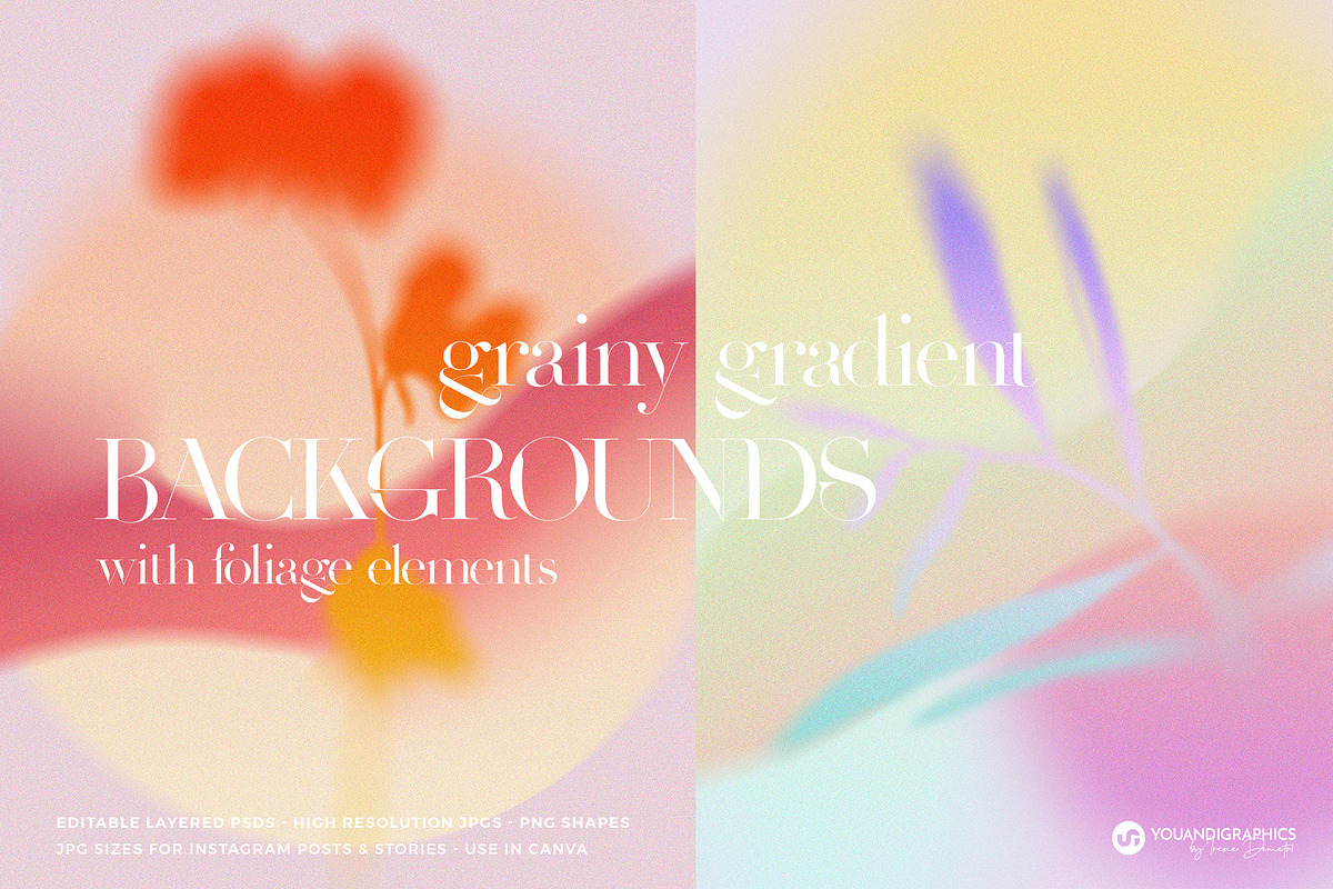 Colorful Grainy Gradient Backgrounds, a Texture Graphic by Youandigraphics (Photo 1 of 12)
