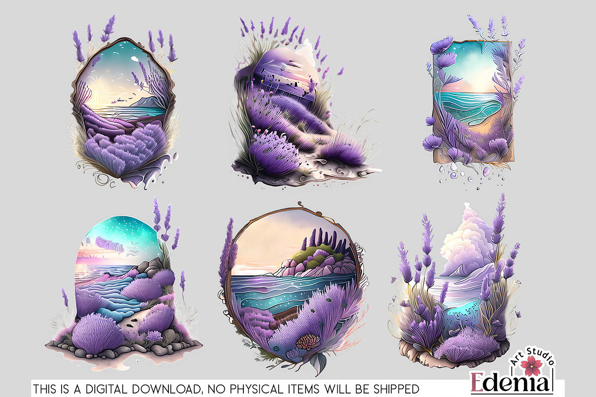 Lavender Beach Views Cliparts, a Seasonal Illustration by EdeniaArtStudio (Photo 5 of 7)