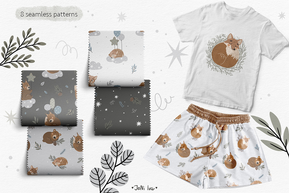 Cozy Woodland Animals Clipart, a Texture Illustration by Jenny Quince (Photo 6 of 13)