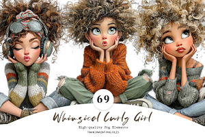 Whimsical Curly Girl Clipart Bundle, a Seasonal Illustration by CreationArt