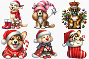 Watercolor Christmas Dog Clipart, an Illustration by Canvas Craft (Thumbnail 2 of 8)