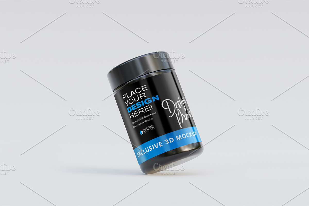 Plastic Screw Cap Mockup with Packet, a Cups & Container Mockup by artBit Design Studio (Photo 5 of 8)