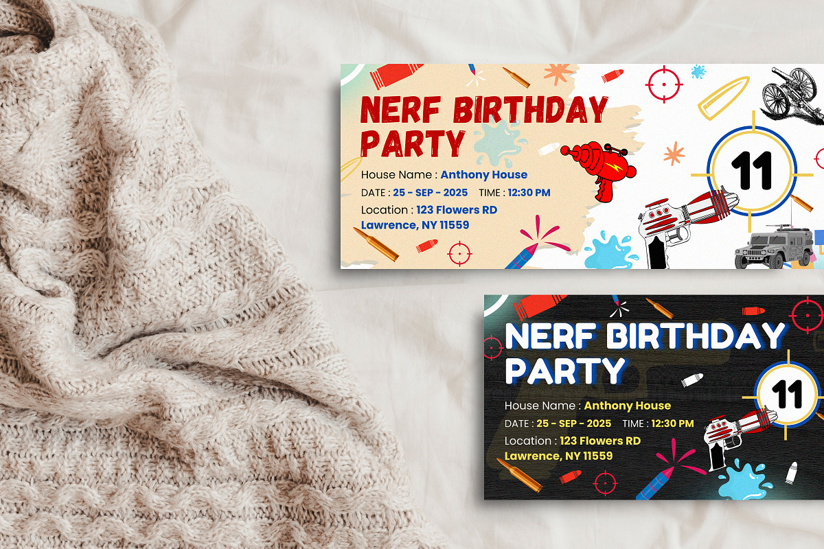 Nerf Birthday Invitation Ticket Temp, an Invitation Template by Snapybiz (Photo 7 of 11)