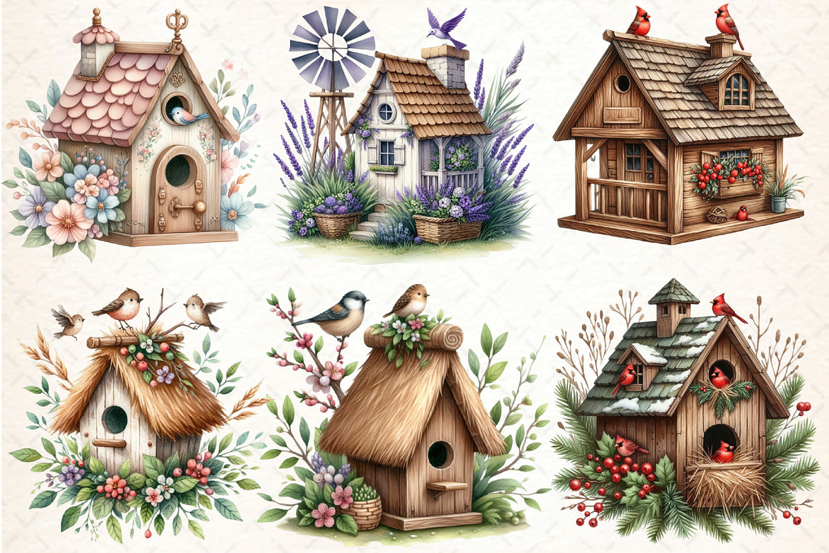 Spring Bird House ClipArt's, an Illustration by DreamCafeArt (Photo 2 of 5)