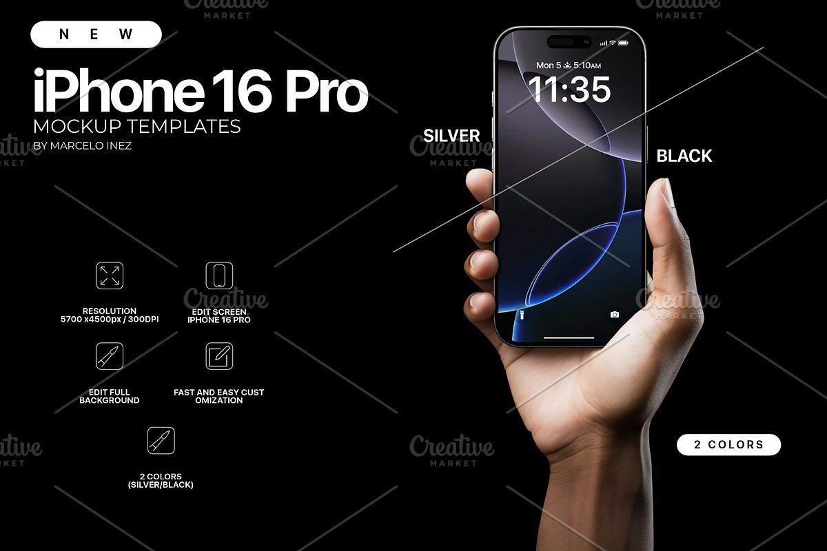 iPhone 16 Pro 2 Colors Mockup, an iPhone Mockup by Marcelo Inez
