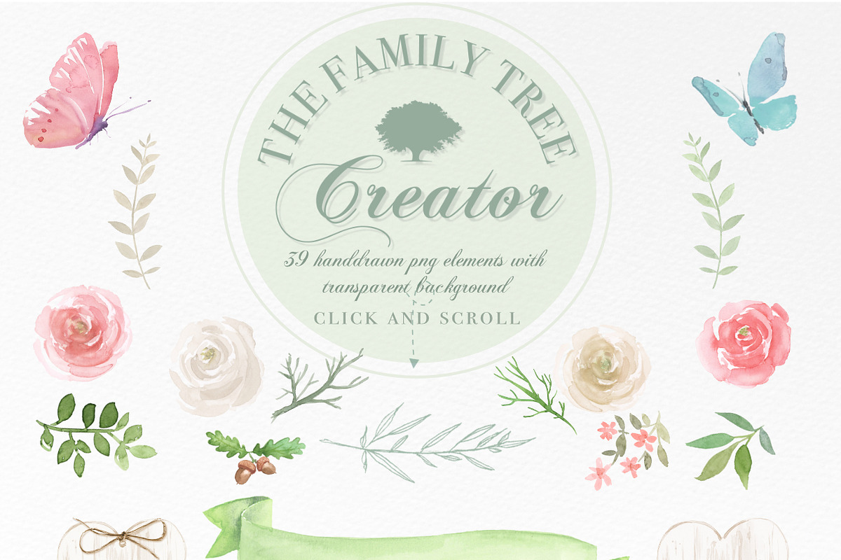 Watercolor Family Tree Creator, a Decorative Illustration by beehouse studio (Photo 3 of 6)