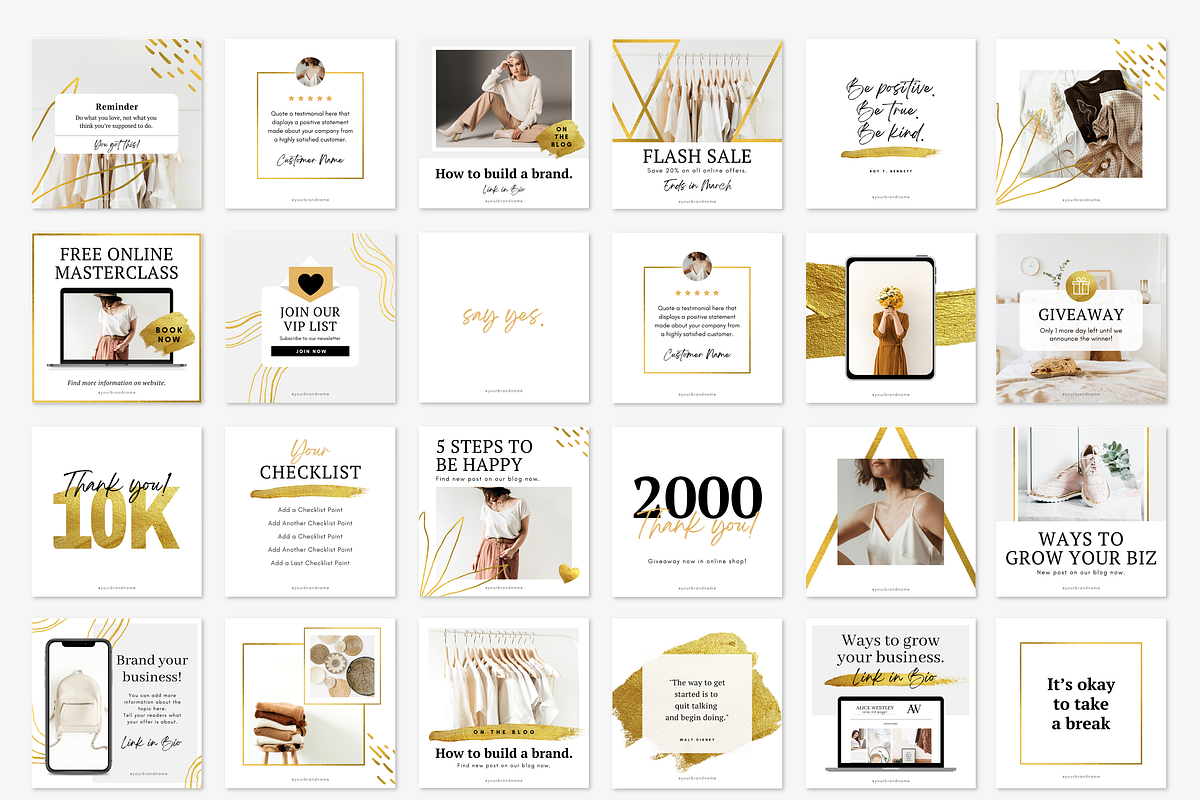 Gold Instagram Canva Templates, a Social Media Template by DeeBeeDesign