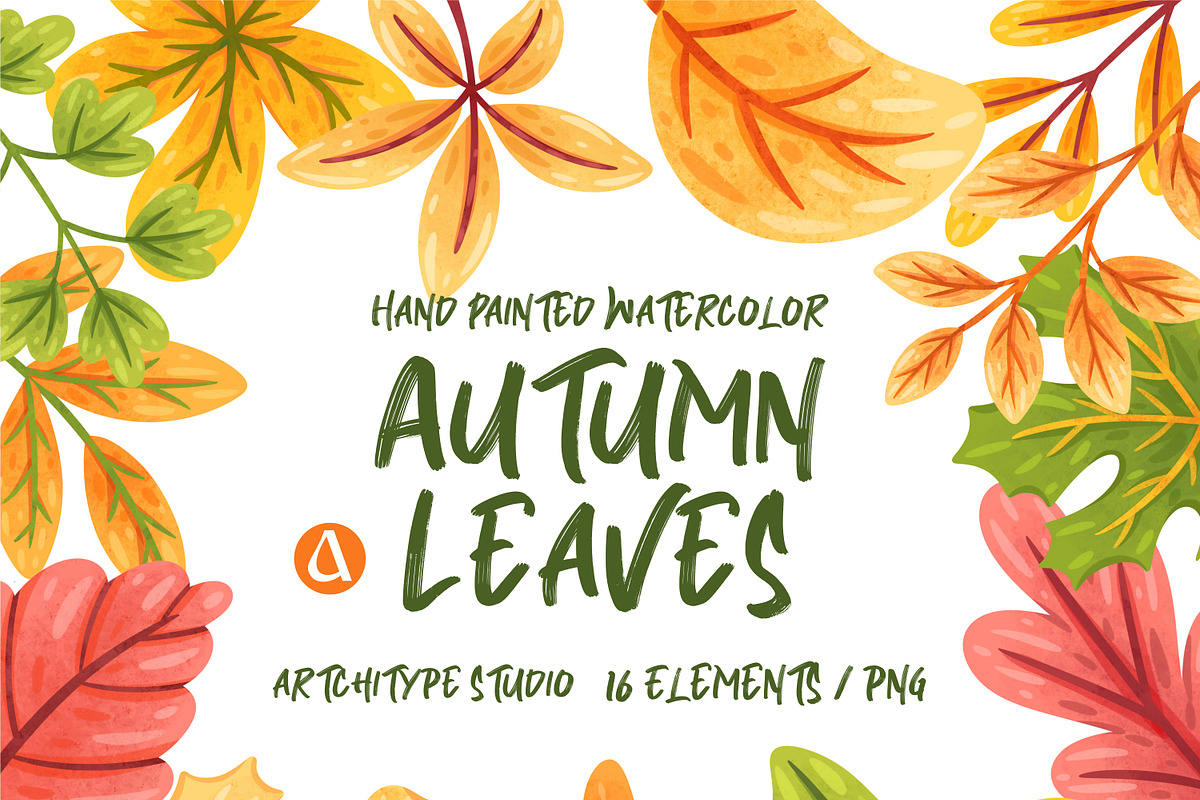 Watercolor Autumn Leaves Clipart, a Seasonal Illustration by Artchitype Studio (Photo 1 of 3)