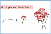 Birth Flower Clipart Digital Paper, a Decorative Illustration by VianneArt (Thumbnail 9 of 9)