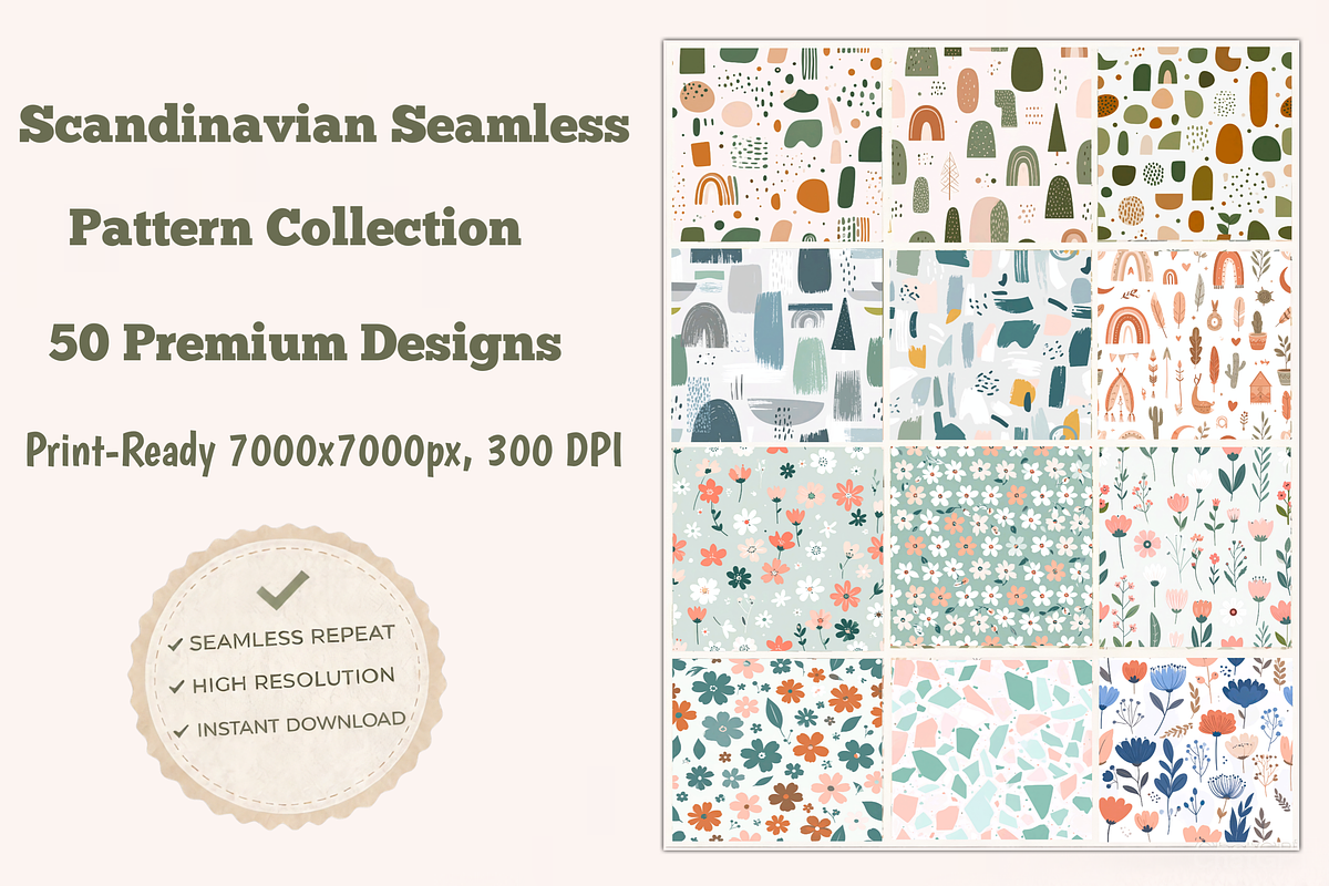 50 Scandinavian Seamless Pattern, a Pattern Graphic by Print Haven (Photo 1 of 10)