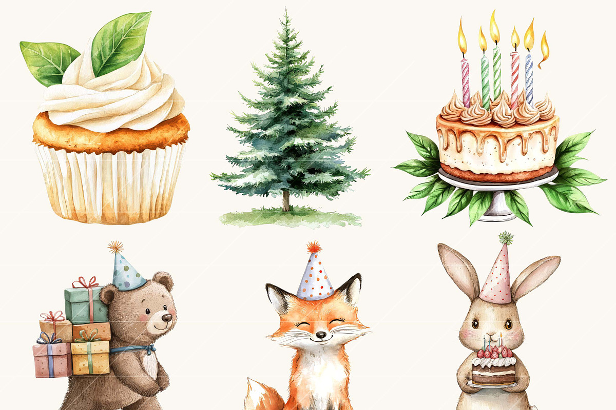 Watercolor Boho Woodland Clipart, an Animal Illustration by SparkyDesignsUS (Photo 3 of 9)