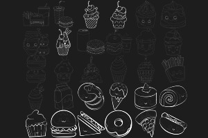 Kawaii Food Outline & Silhouette 2