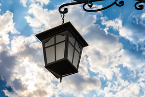 Vintage Lantern Against Blue Sky, an Architecture Photo by Ales Munt