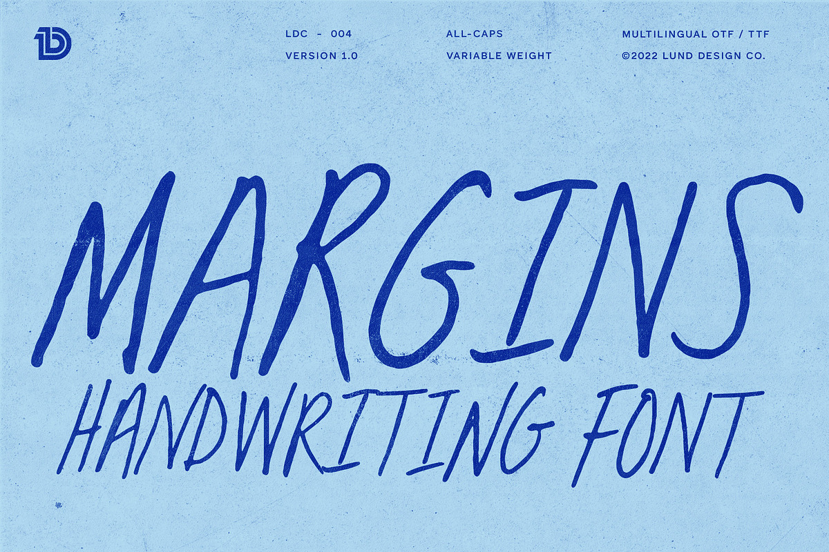 MARGINS Handwritten Font, a Script Font by Lund Design Co. (Photo 1 of 10)