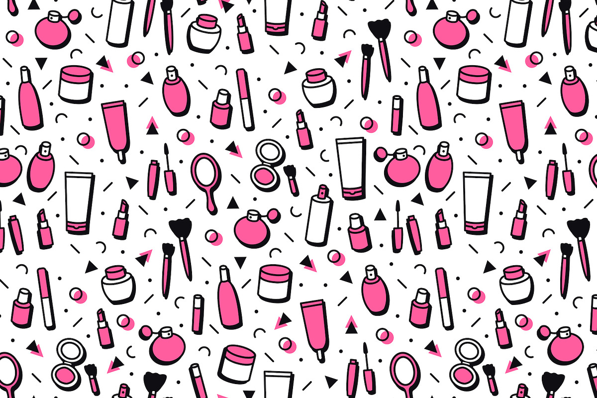 Makeup & Cosmetics Seamless Patterns, a Pattern Graphic by Krolja (Photo 3 of 5)