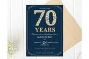 70th Diamond Birthday invite for Men, an Invitation Template by DreamsClipArt (Thumbnail 1 of 4)