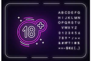 Eighteen Plus Neon Light Icon