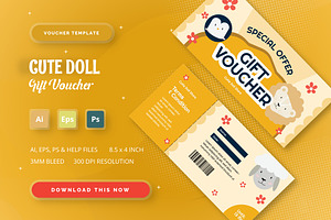 Cute Doll - Gift Voucher, a Print Template by StreaksideStd