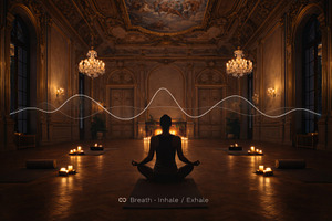 Meditation session in ornate room wi, a Photo by Dvoevnore photos