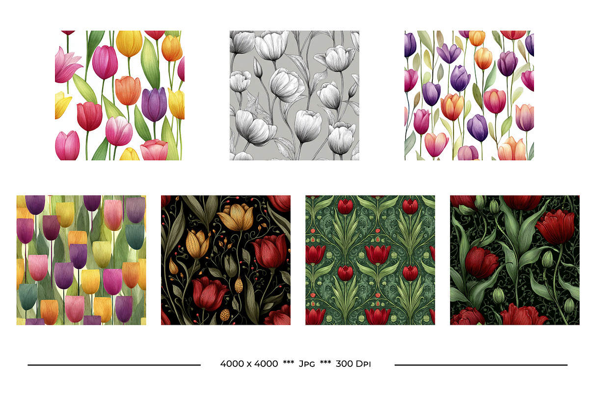Tulip Retro Art Style Patterns, a Pattern Graphic by karenfoleyphoto (Photo 16 of 17)