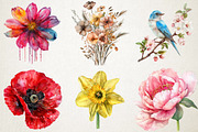 Watercolor Spring Flowers Clipart, an Illustration by RobertsArt (Thumbnail 3 of 5)