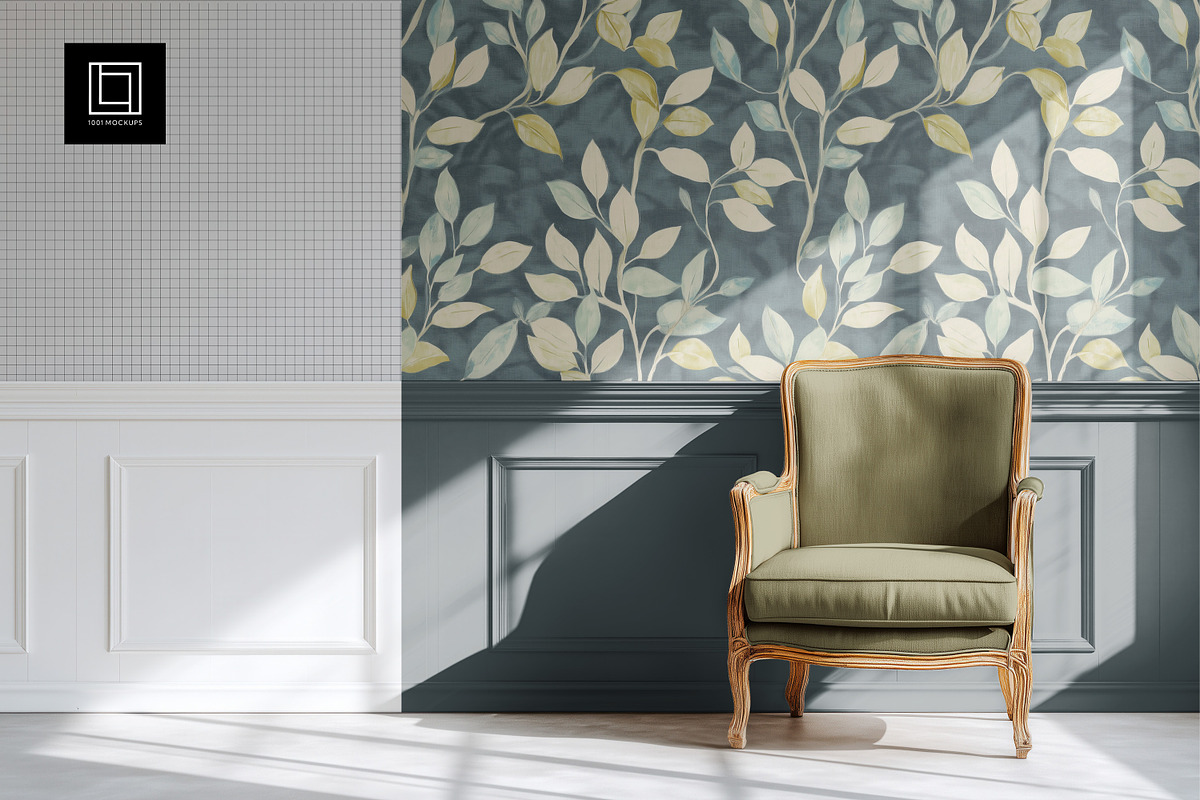 Vintage Wallpaper Paneling Mockup, a Household Mockup by 1001 mockups (Photo 1 of 8)
