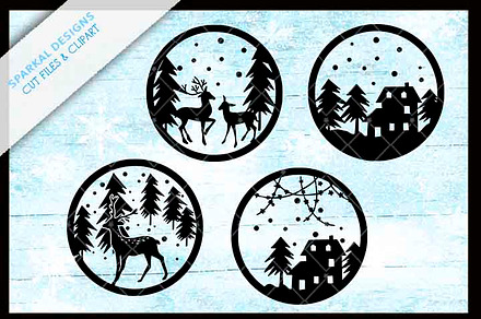 Christmas Snow Scenes for Ornaments 
