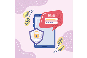 login template in smartphone, a Technology Illustration by studiogstock