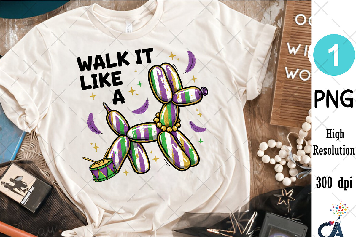 Walk it Like a Dog Mardi Gras PNG, an Illustration by Creative Art (Photo 4 of 6)